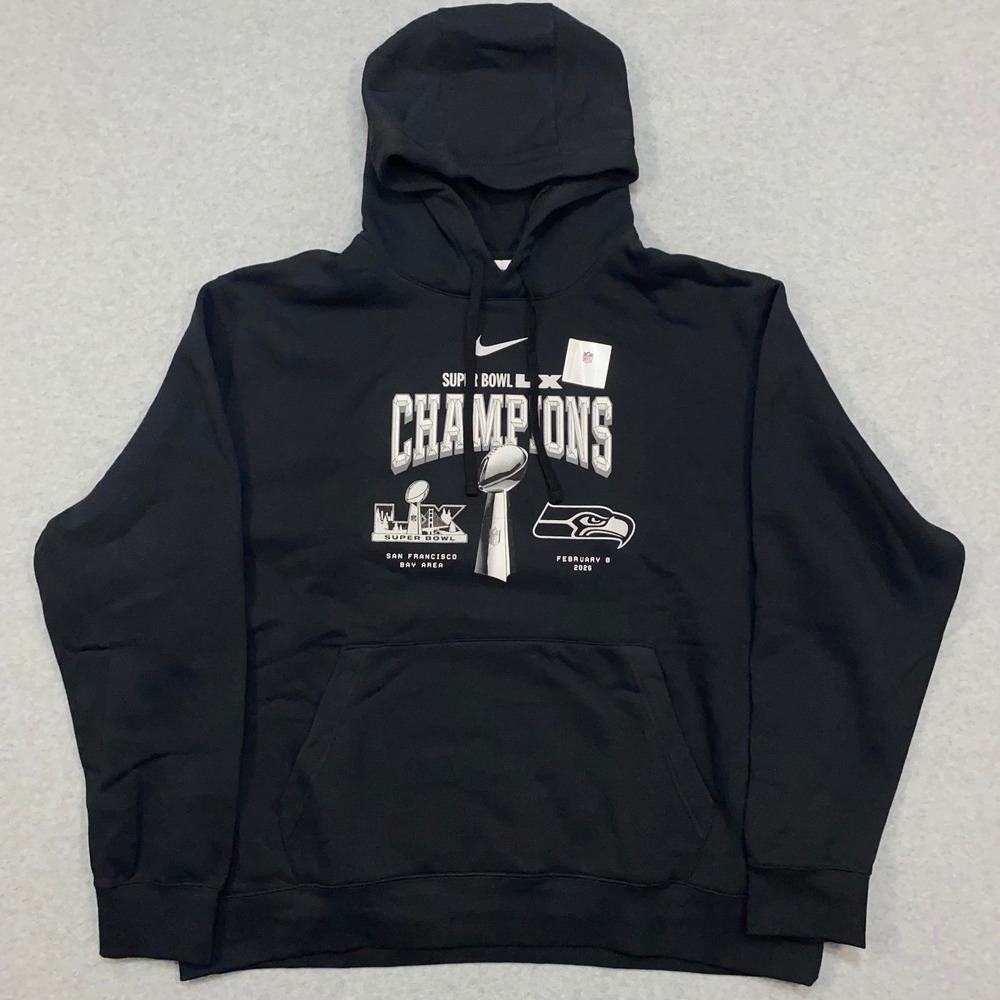 Nike Seattle Seahawks Super Bowl LX Champions Locker Room Men's 2XL Black Hoodie